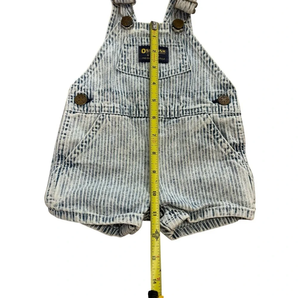 VTG USA‎ OshKosh Vestbak Bib Denim Overall Shorts Striped Size 3/6 M 1969 EUC